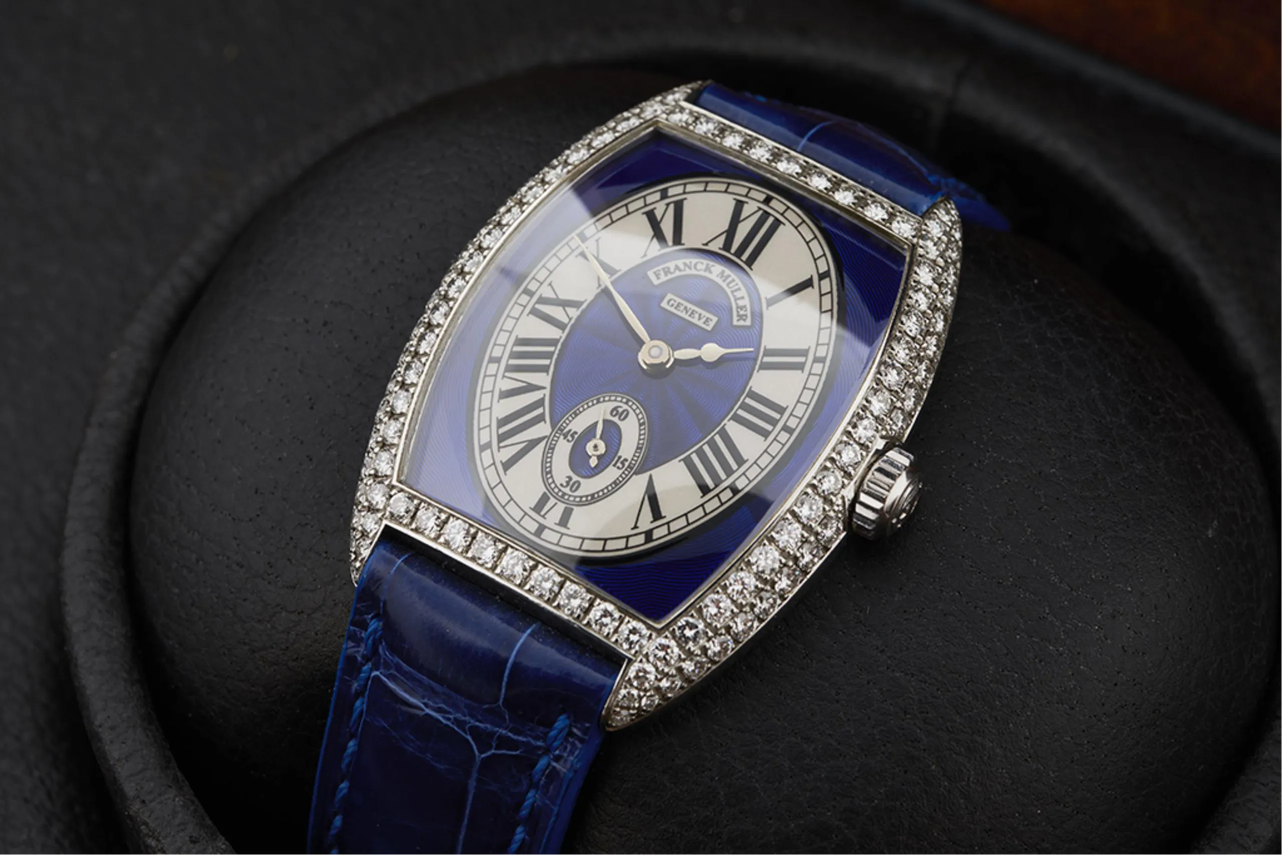 Franck Muller 29mm Platinum and Diamond Blue 3