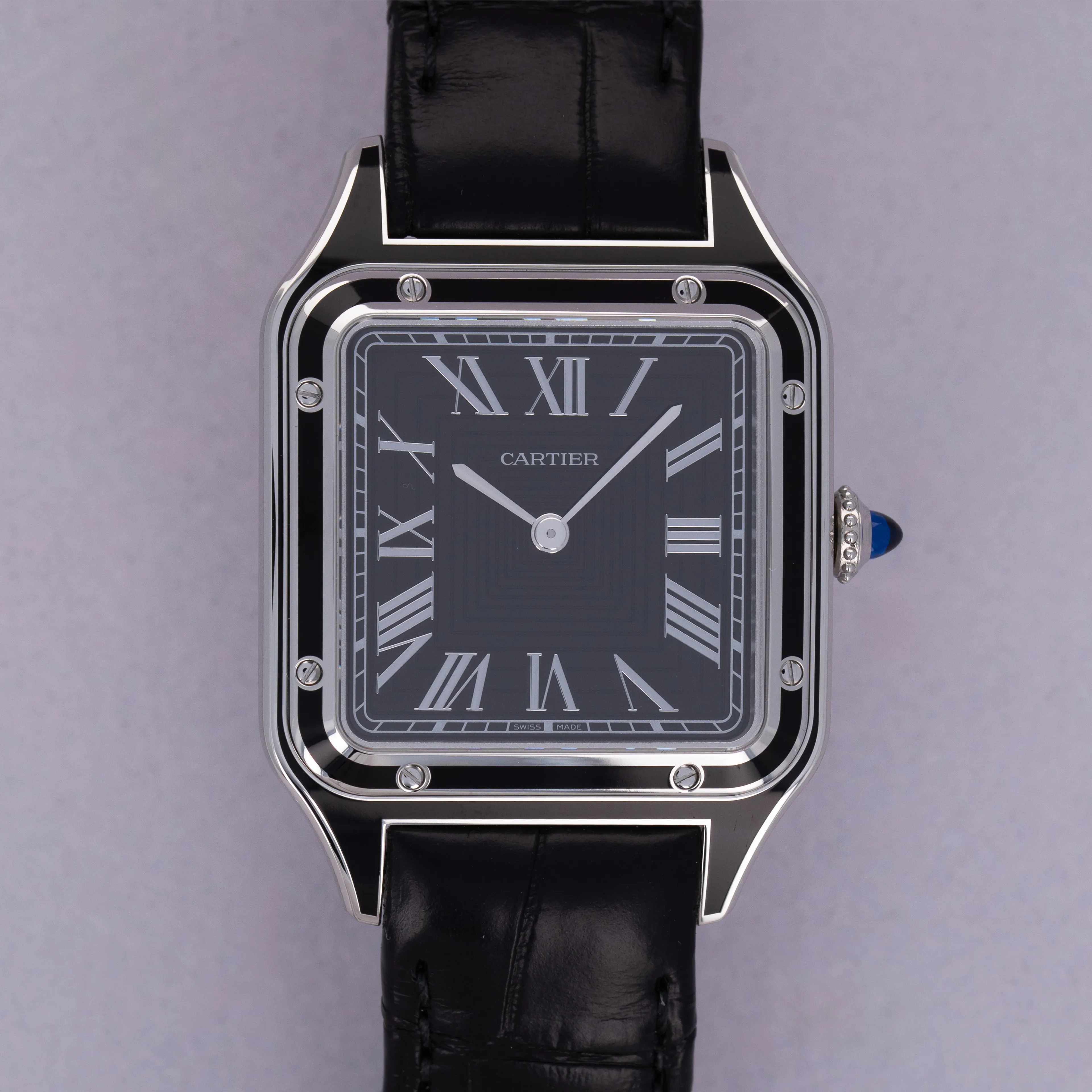 Cartier Santos Dumont WSSA0046 43.5mm Stainless steel and lacquer Black