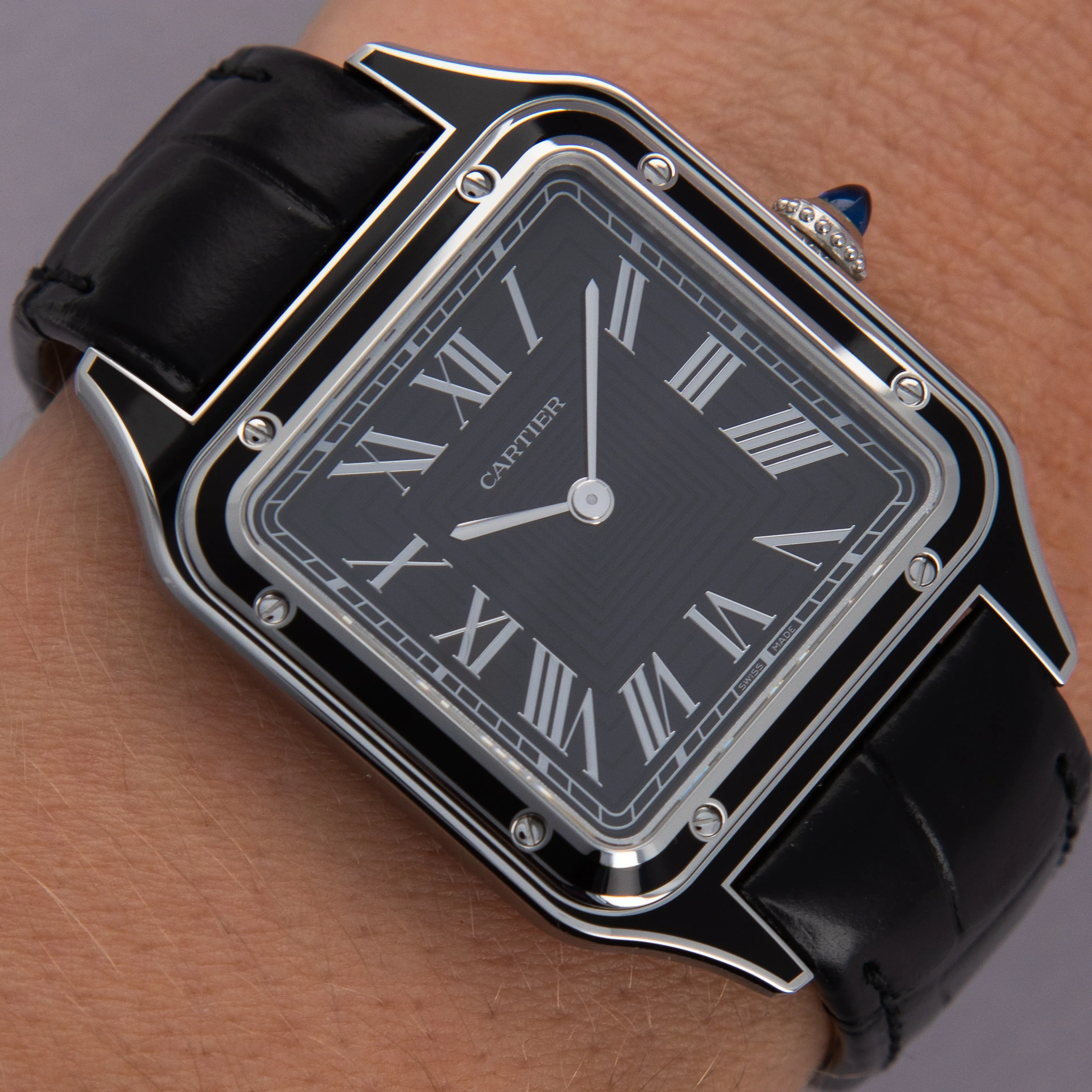 Cartier Santos Dumont WSSA0046 43.5mm Stainless steel Black 19