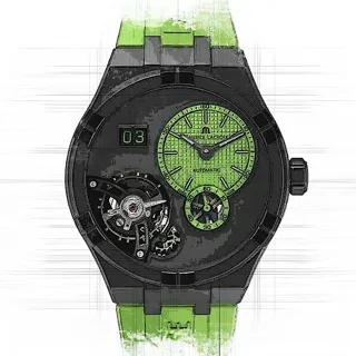 Maurice Lacroix Aikon Master Grand Date AI6118-DLB0J-630-I Stainless steel and Black DLC Green