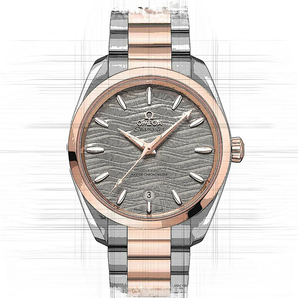 Omega Aqua Terra 220.20.38.20.06.001 38mm Rose gold and Stainless steel Gray