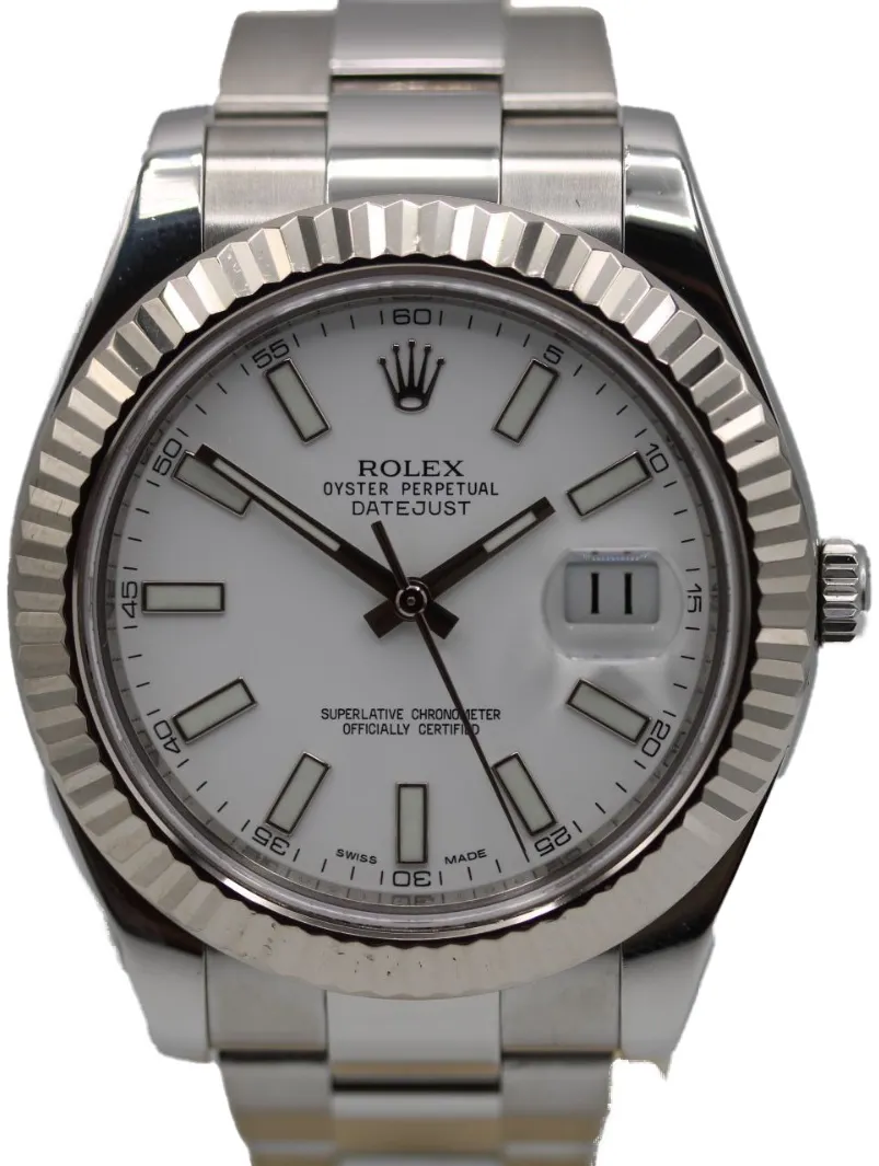 Rolex Datejust II 116334 41mm White gold and Stainless steel White Baton