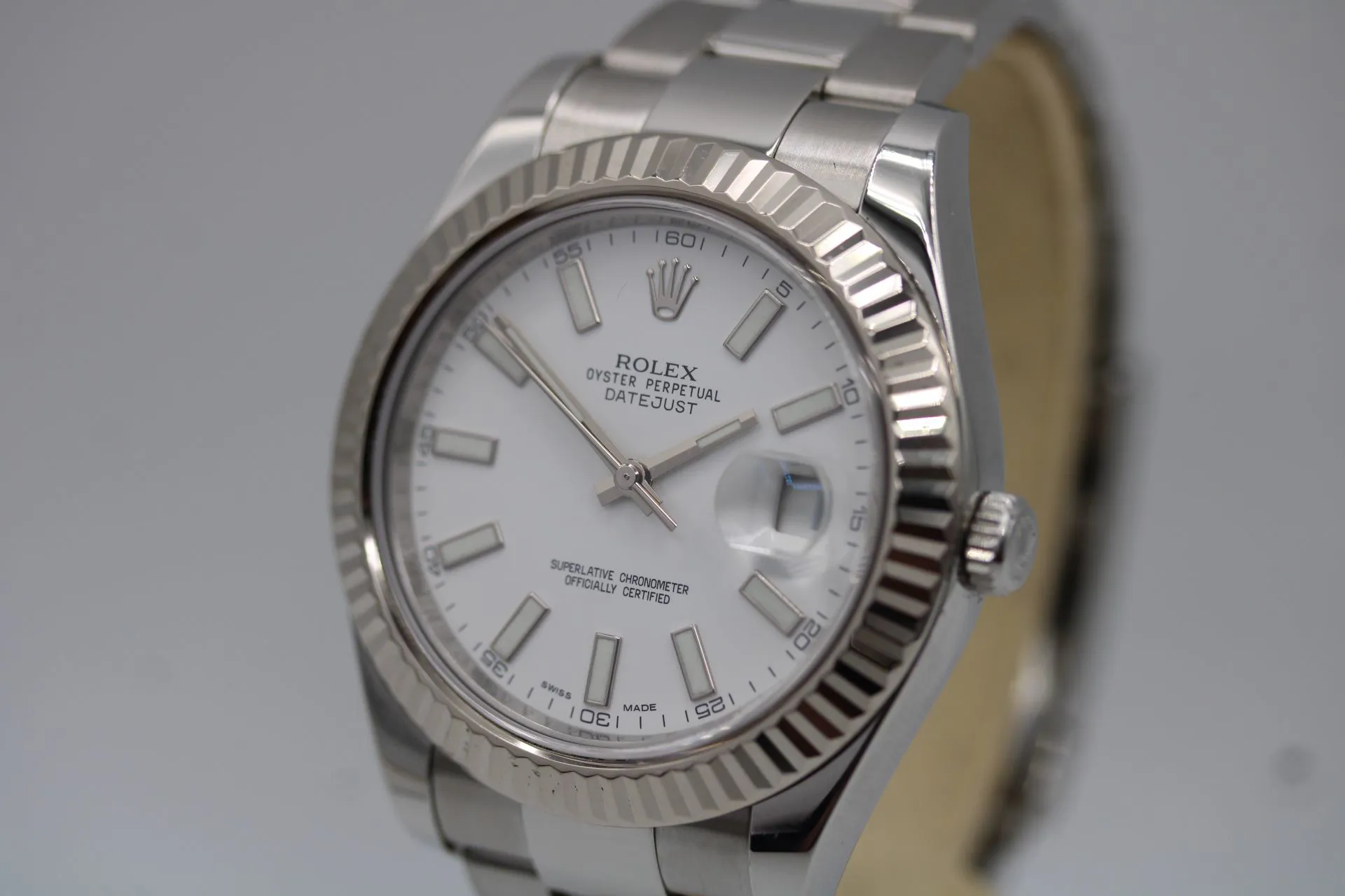 Rolex Datejust II 116334 41mm White gold and Stainless steel White Baton 1