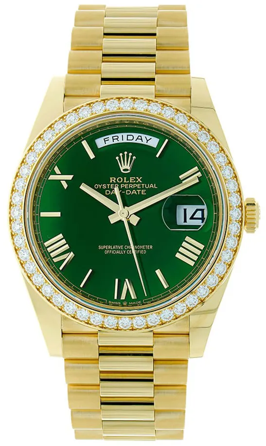 Rolex Day-Date 228348RBR-0040 40mm 18k yellow gold Green