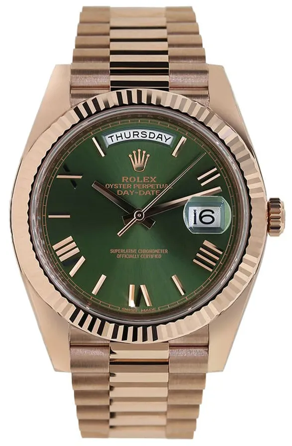 Rolex Day-Date 40 228235-0025 40mm Everose gold Green