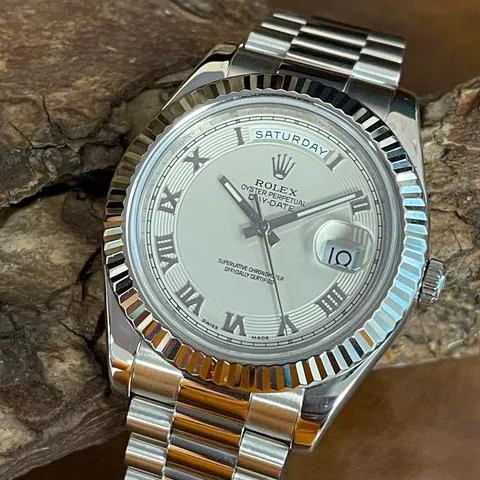 Rolex Day-Date II 218239 41mm White gold Silver