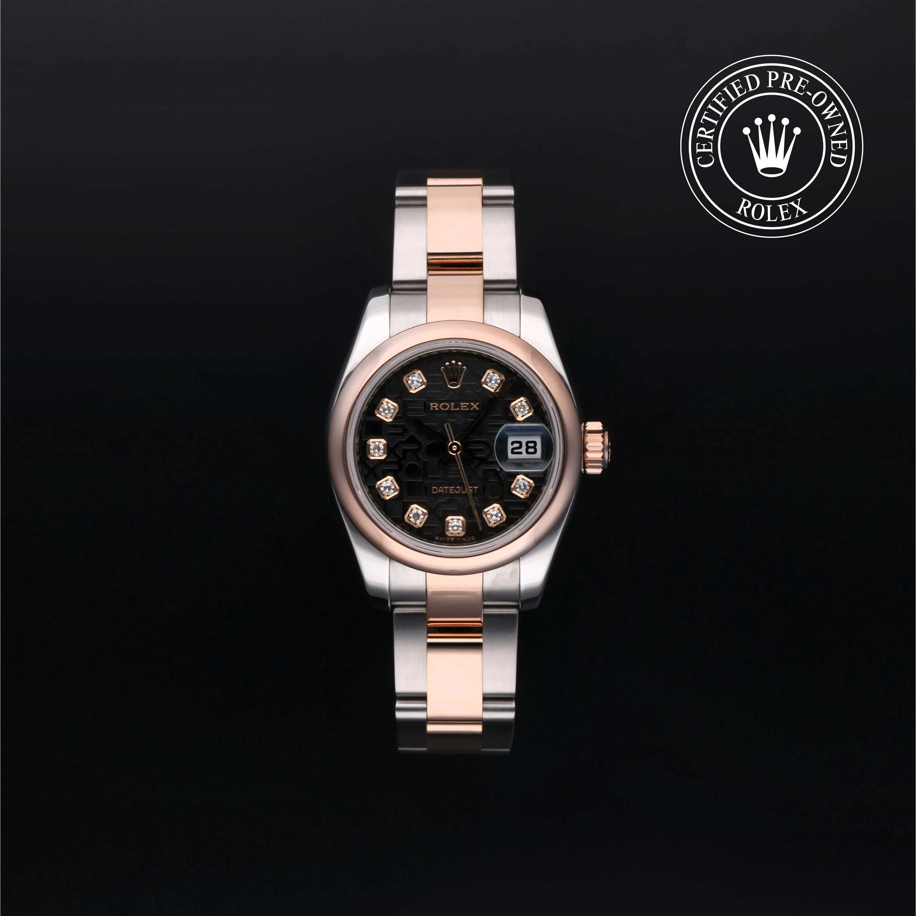 Rolex Lady-Datejust 179161 26mm Rose gold and Stainless steel Black