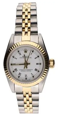 Rolex Oyster Perpetual 67193 26mm Yellow gold and Stainless steel White