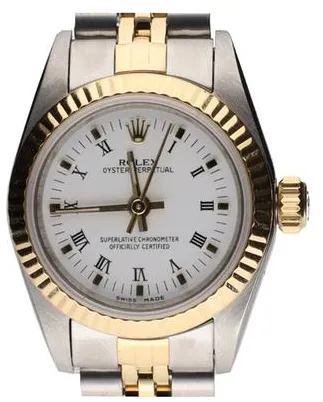 Rolex Oyster Perpetual 67193 26mm Yellow gold and Stainless steel White 1