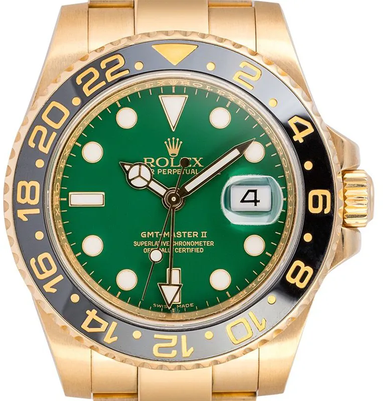 Rolex GMT-Master II 116718LN 40mm Yellow gold Green