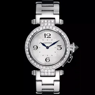 Cartier Pasha 2813 White gold and Diamond Silver