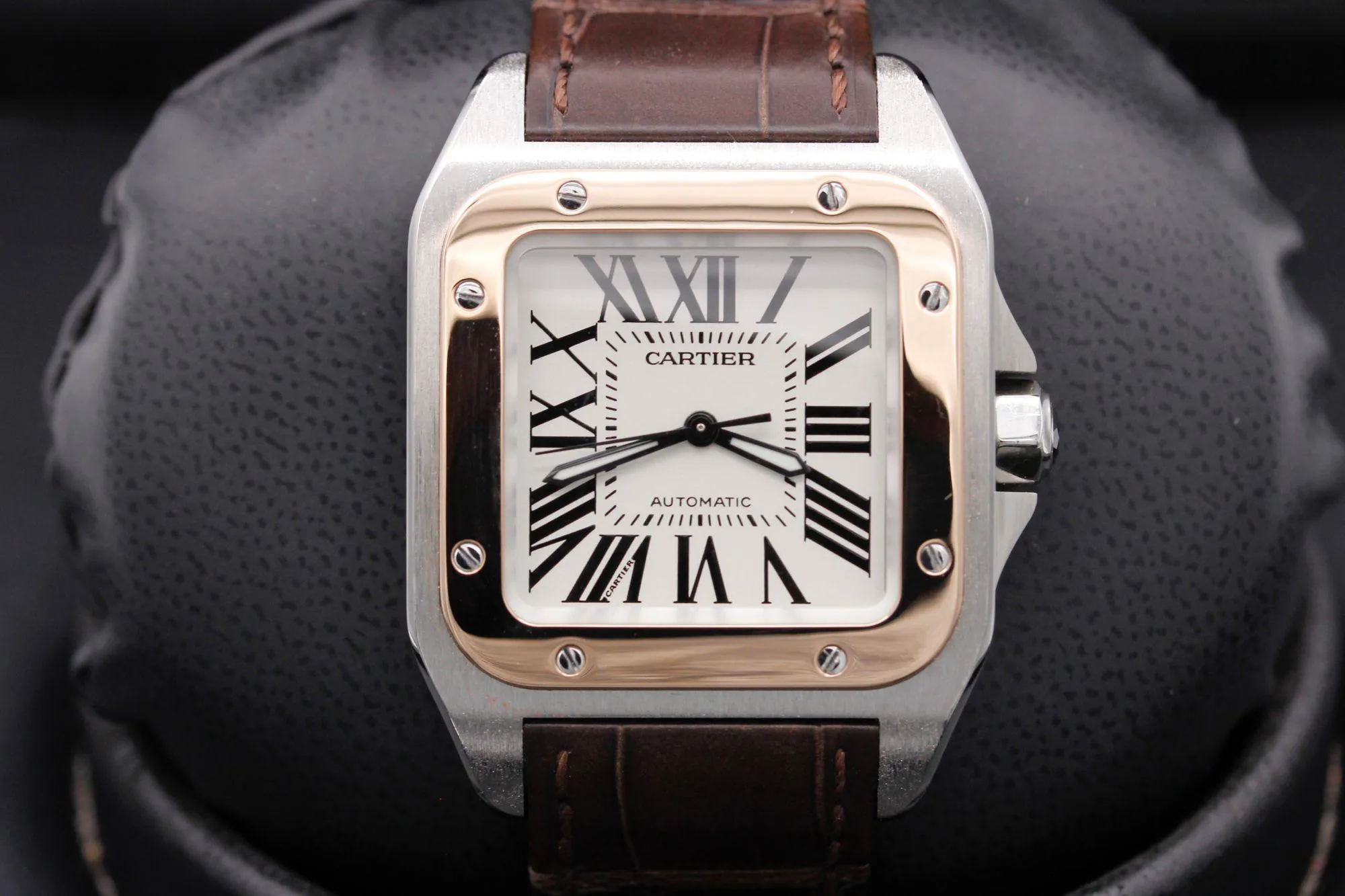 Cartier Santos 100 2878 33mm Rose gold and Stainless steel Silver