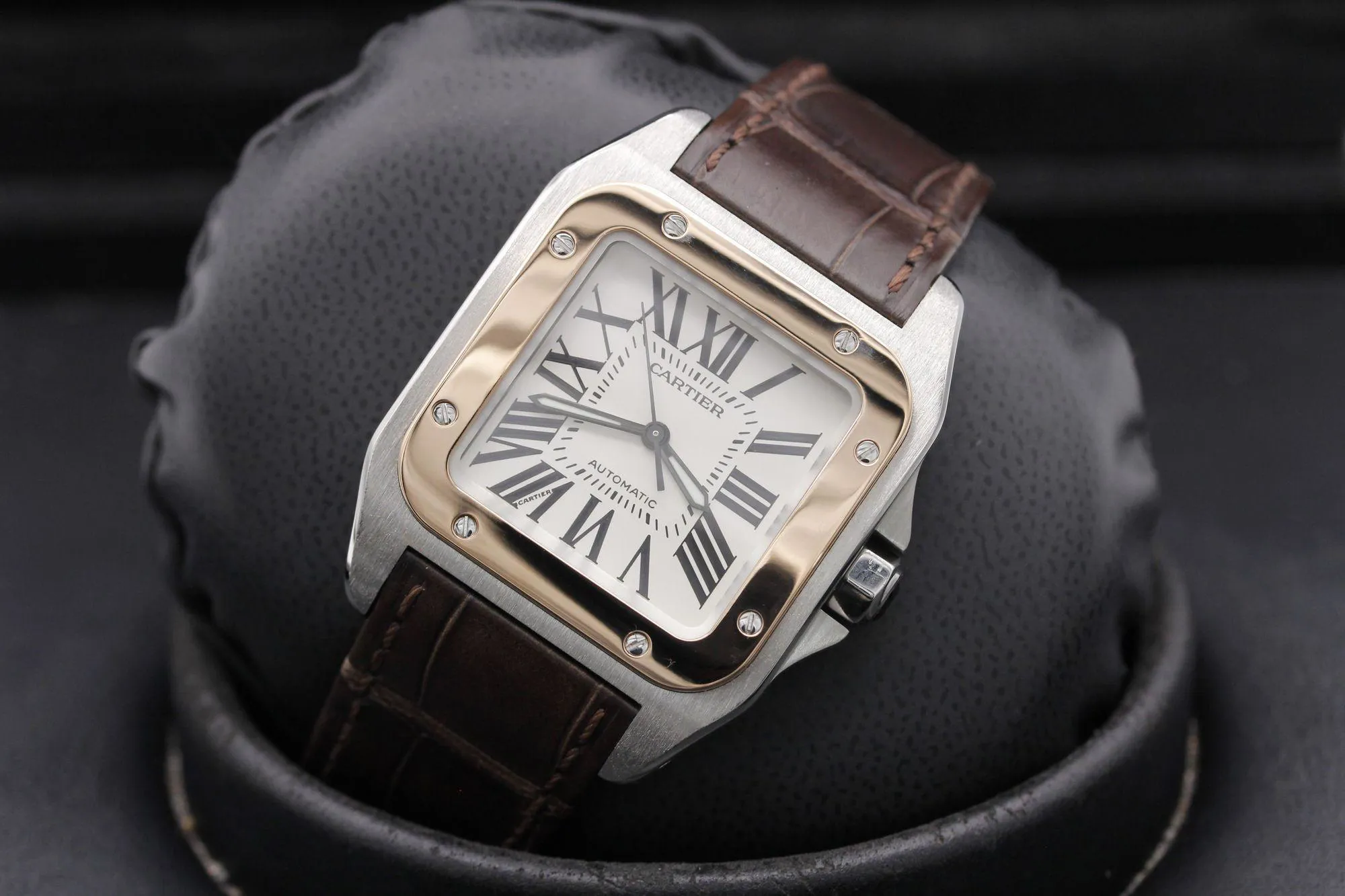 Cartier Santos 100 2878 33mm Rose gold and Stainless steel Silver 7