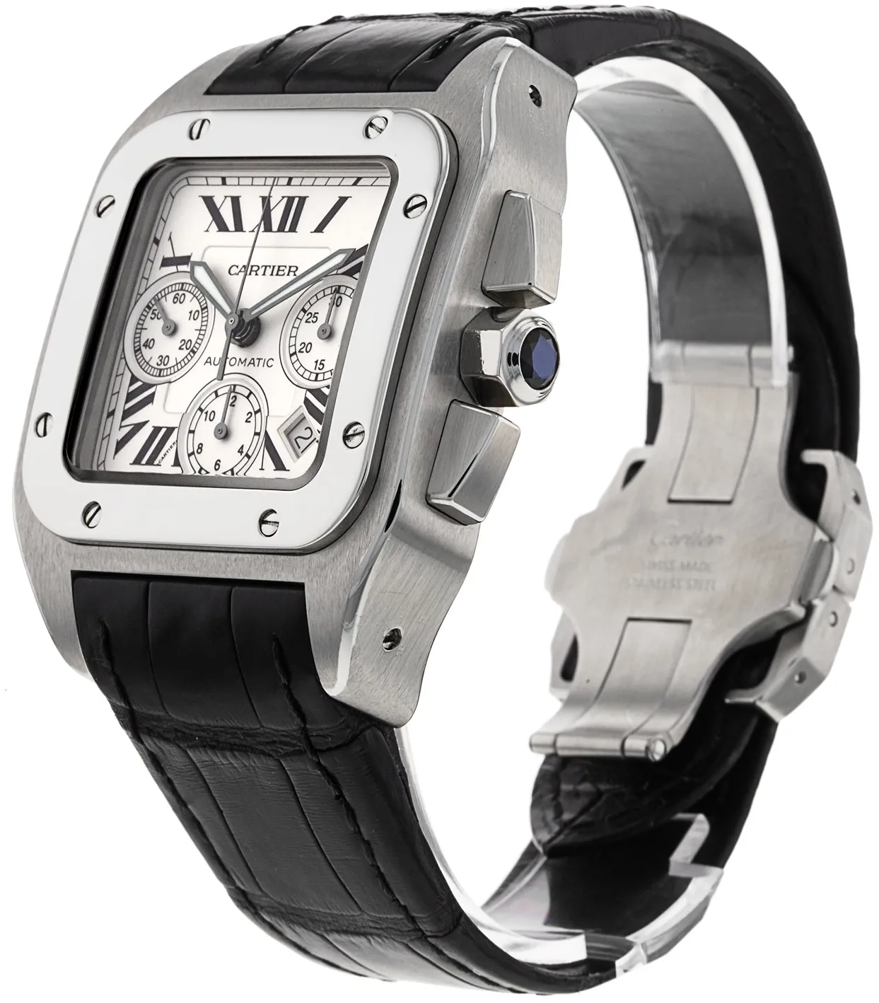 Cartier Santos W20090X8 42mm Stainless steel Silver Roman Numeral 1