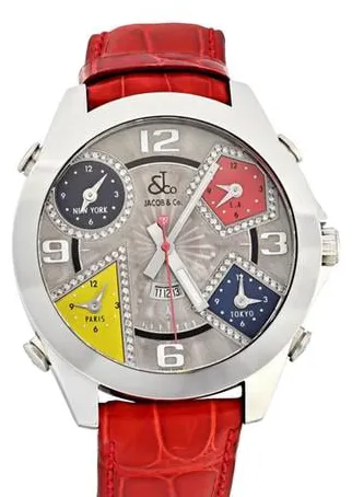 Jacob & Co. Five Time Zone JC-4 47mm Stainless steel Red