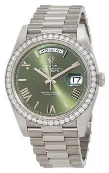 Rolex Day-Date 228349RBR-0030 40mm 18k white gold Green