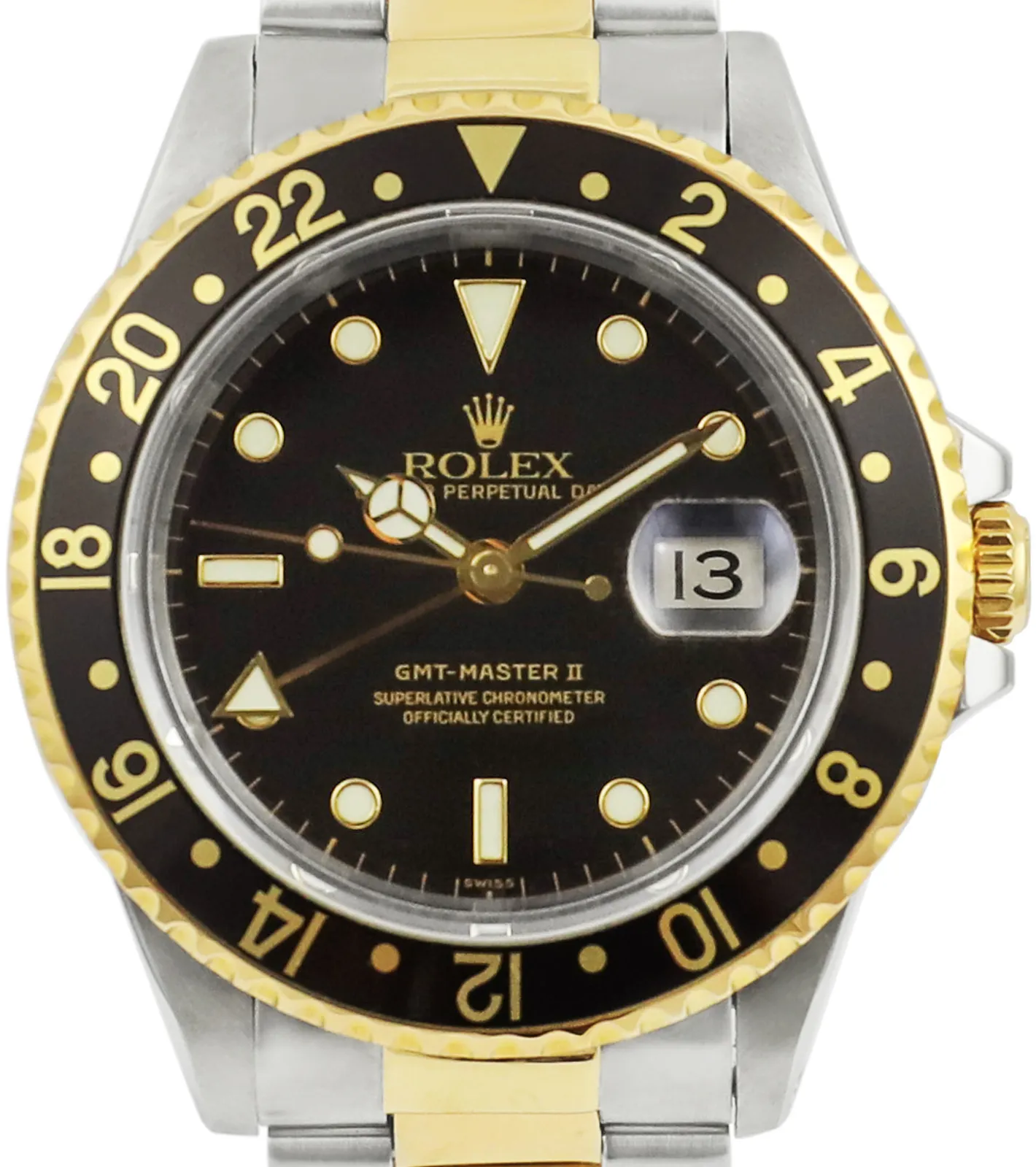 Rolex GMT-Master II 16713 40mm Yellow gold and Stainless steel Black