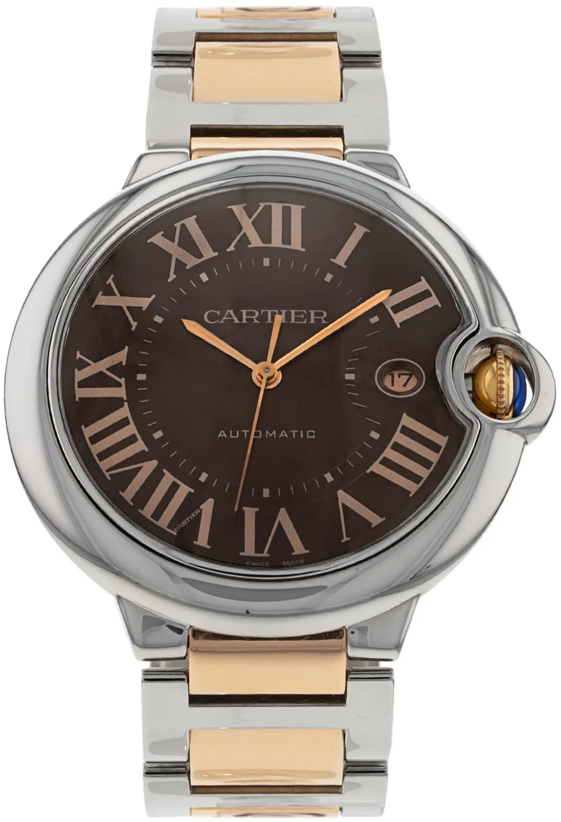 Cartier Ballon Bleu W6920032 42mm Rose gold and Stainless steel Brown