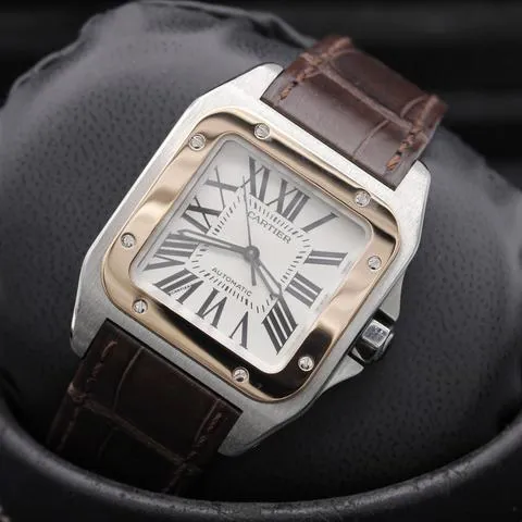 Cartier Santos 100 2878 33mm Yellow gold and Stainless steel Silver 7