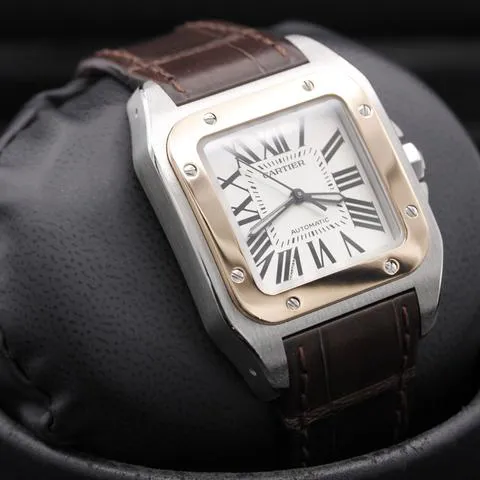 Cartier Santos 100 2878 33mm Yellow gold and Stainless steel Silver 8