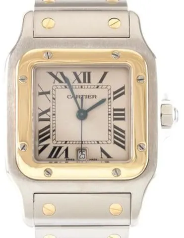 Cartier Santos Galbée 1566 28mm Yellow gold and Stainless steel Mother-of-pearl