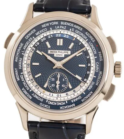 Patek Philippe World Time Chronograph 5930G-001 39.5mm White gold Blue