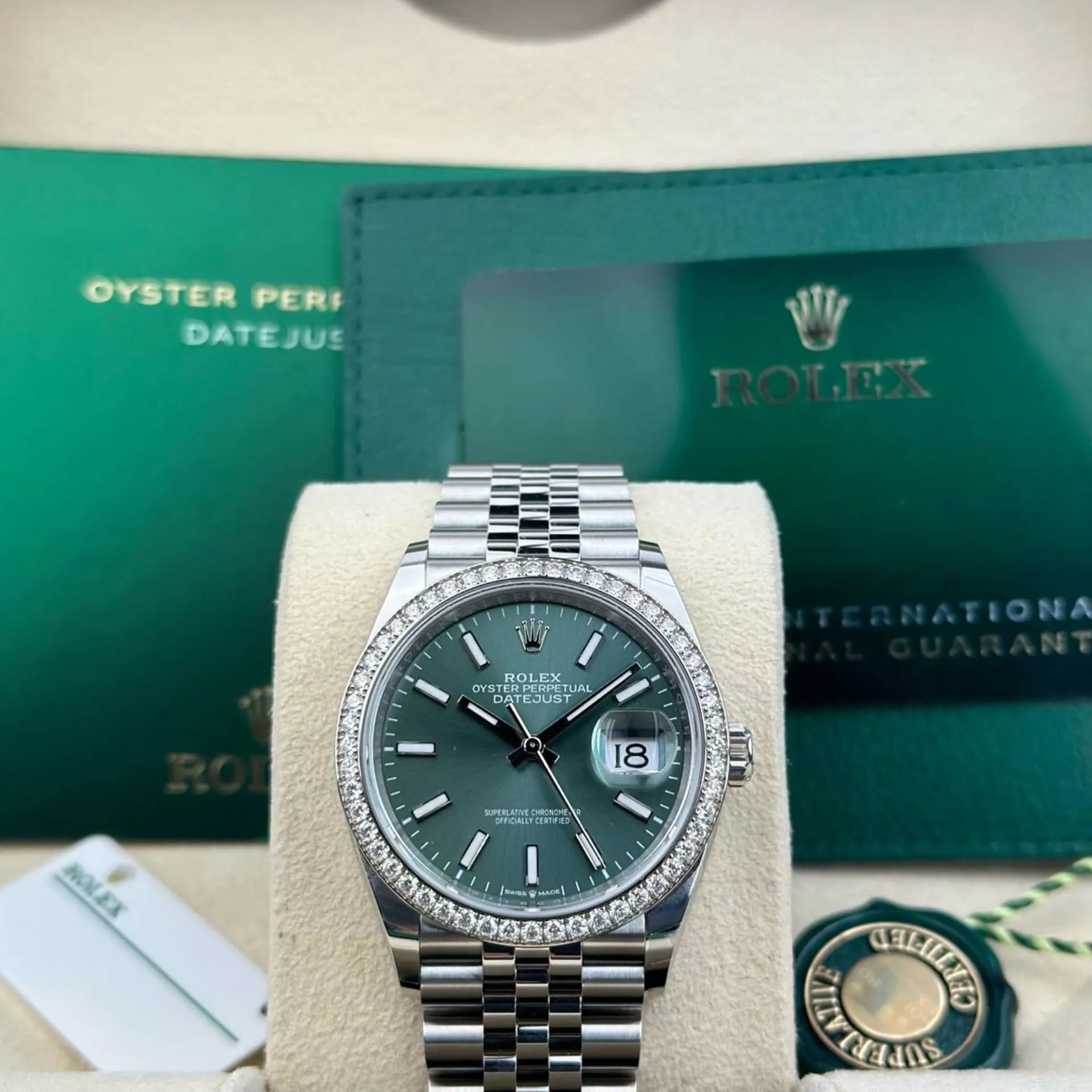 Rolex Datejust 126284RBR-0043 36mm White gold and Oystersteel Green