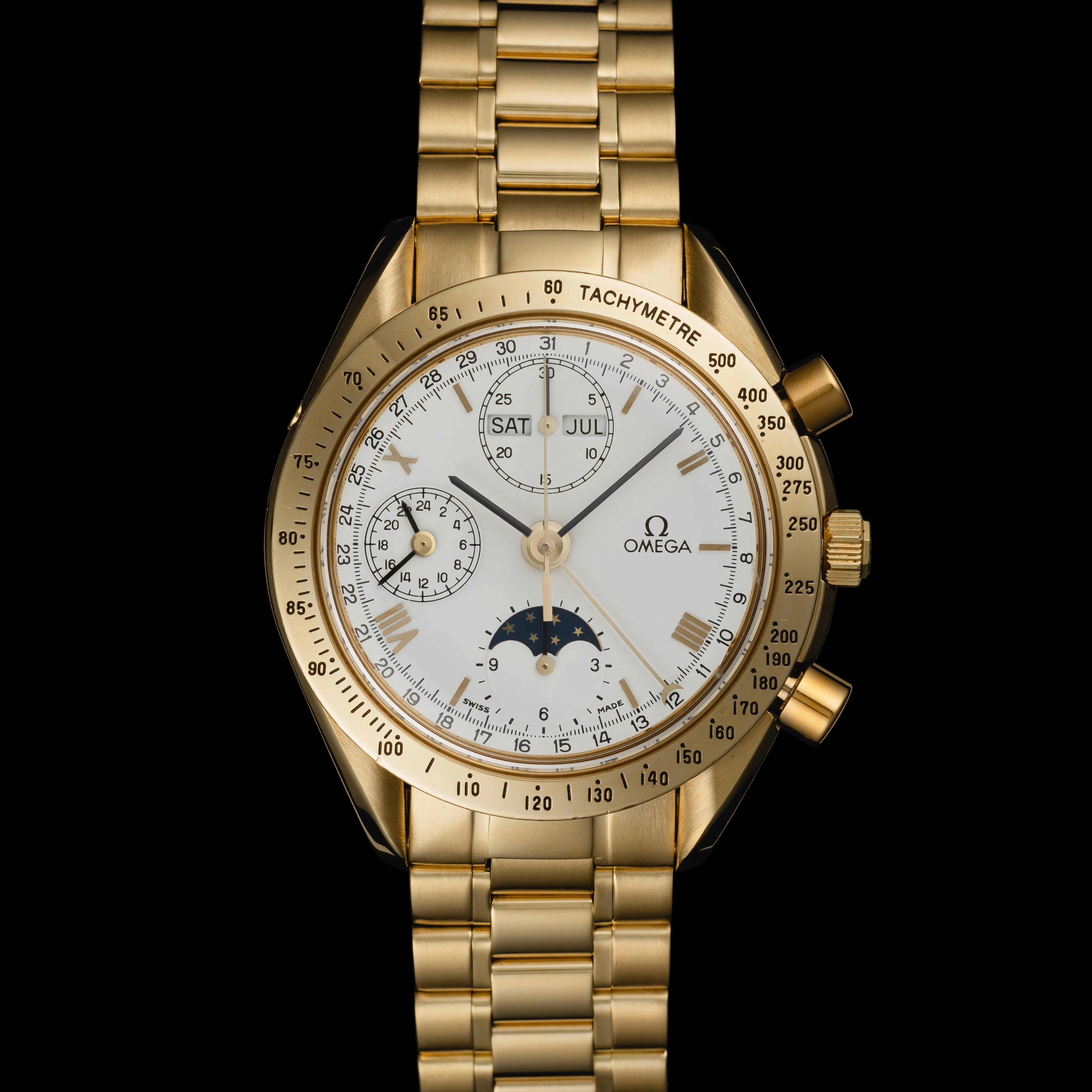 Omega Speedmaster Classic DA 175.0034 37mm 18k yellow gold White