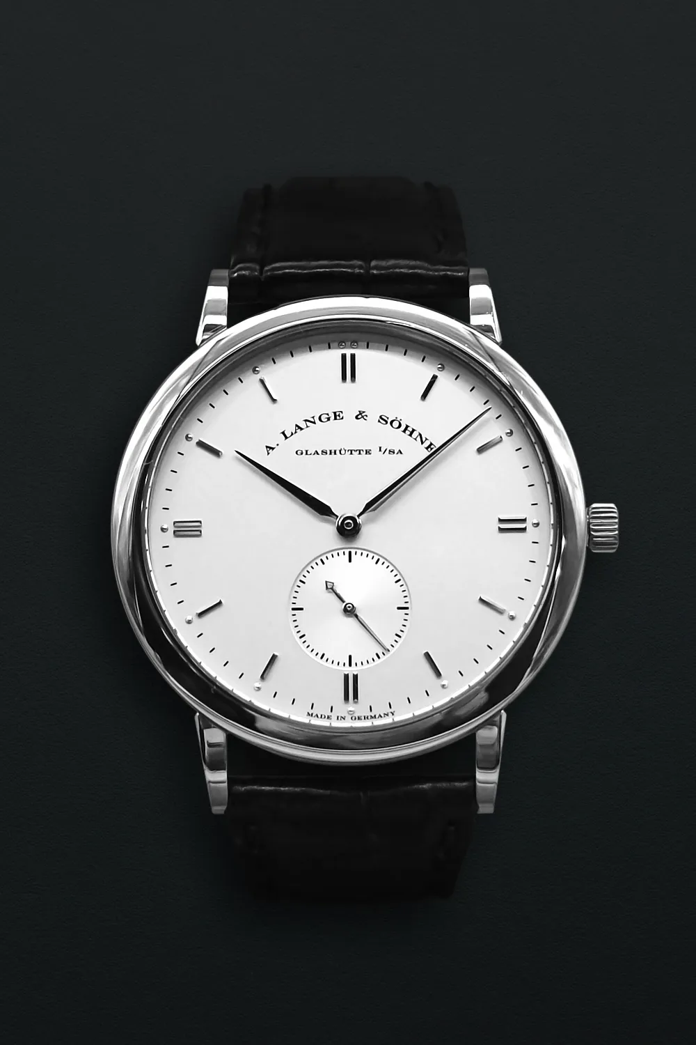 A. Lange & Söhne Saxonia 215.026 37.5mm 18k white gold and sapphire Silvered