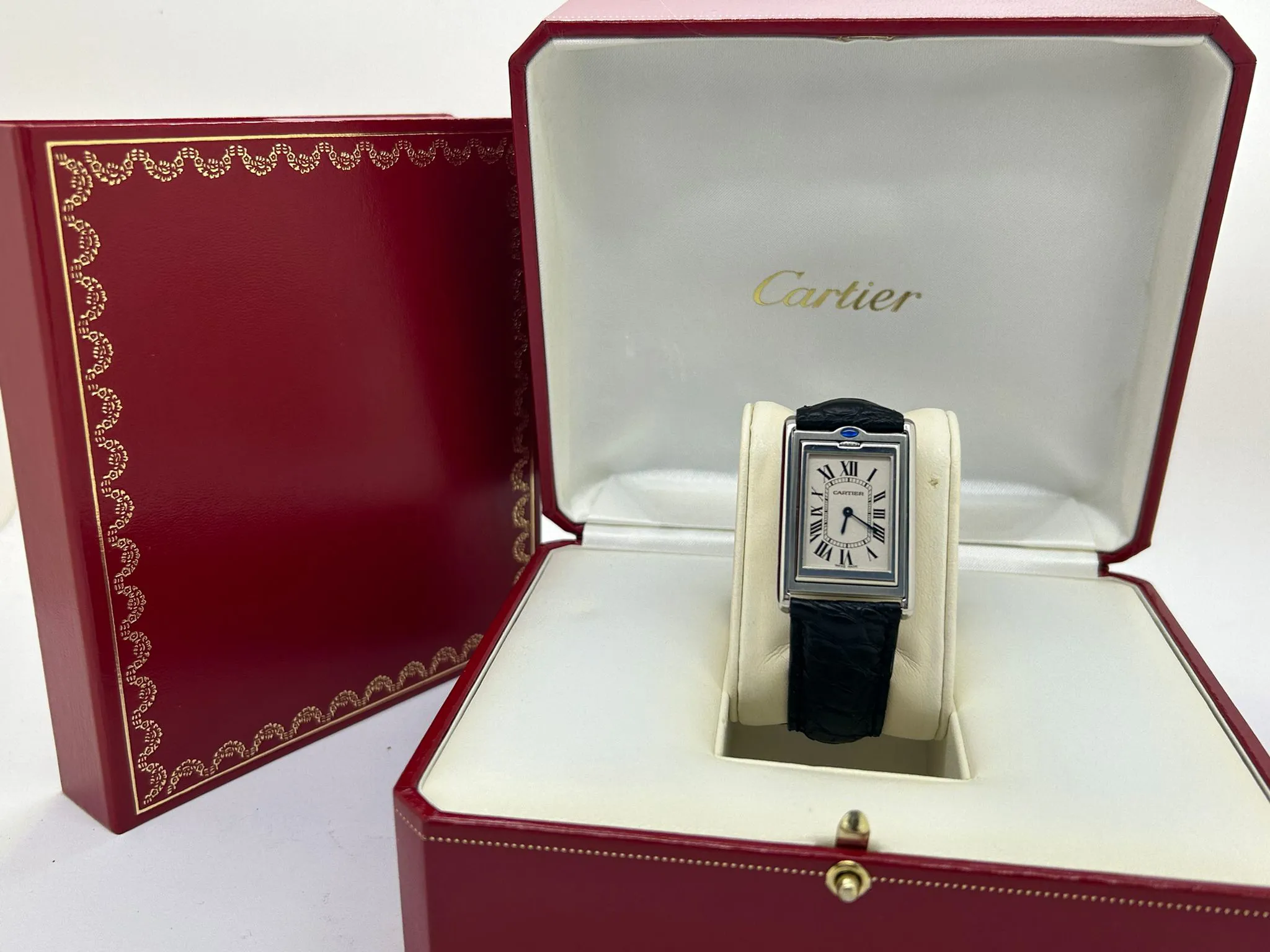 Cartier Tank Basculante 2390 26mm Stainless steel and Sapphire White Silvered 1