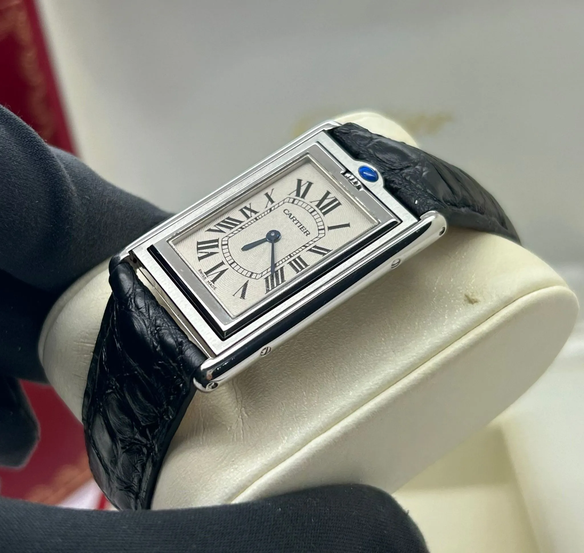 Cartier Tank Basculante 2390 26mm Stainless steel and Sapphire White Silvered 9