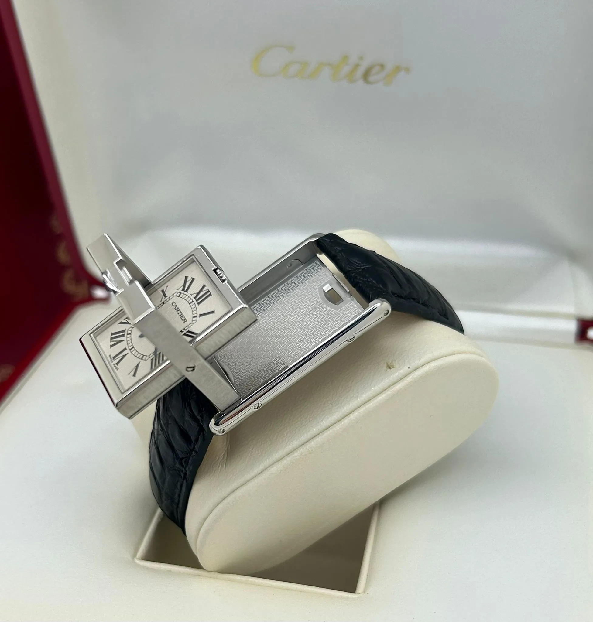 Cartier Tank Basculante 2390 26mm Stainless steel and Sapphire White Silvered 10