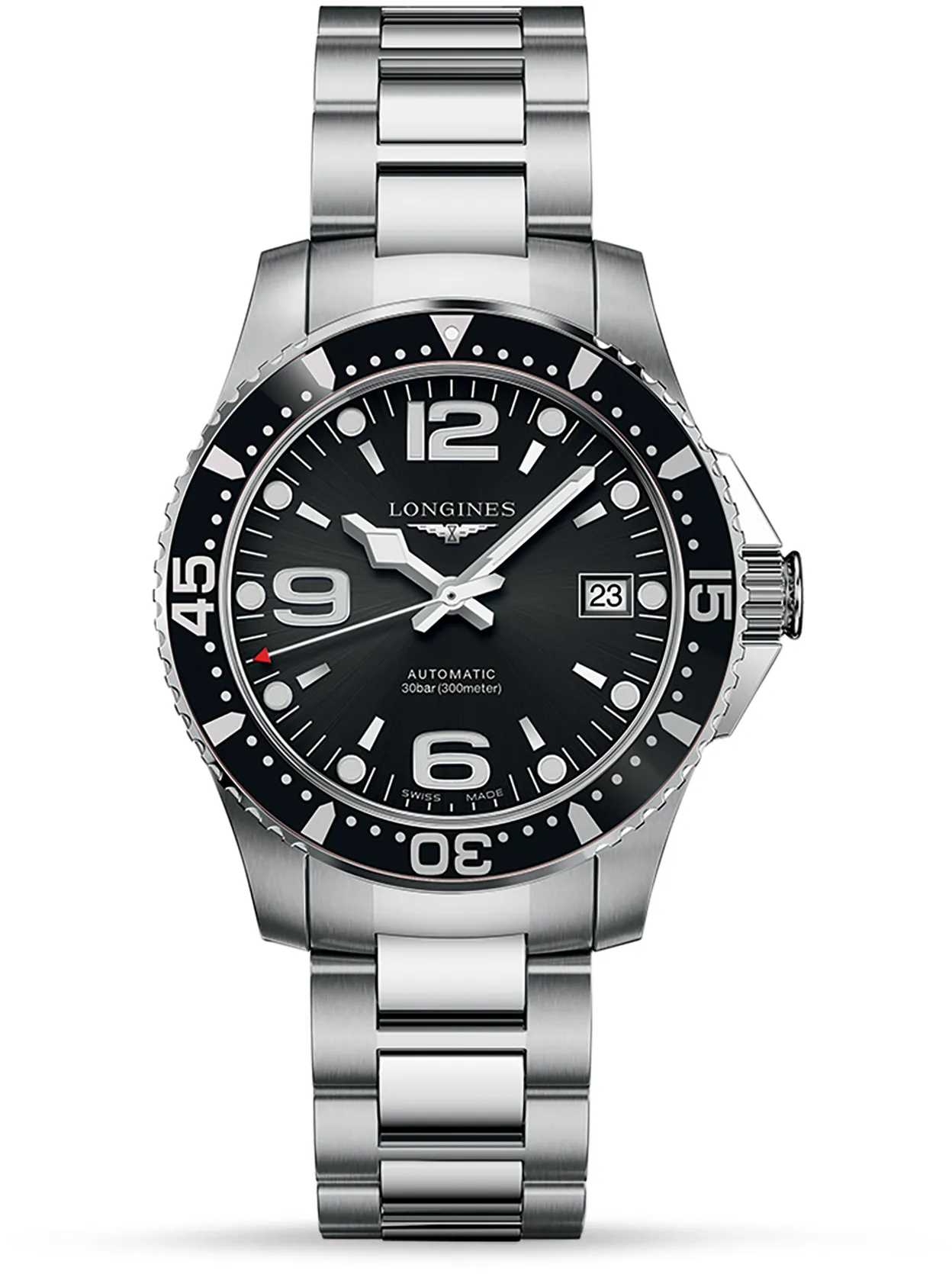 Longines HydroConquest L3.641.4.56.6 39mm Stainless steel Black