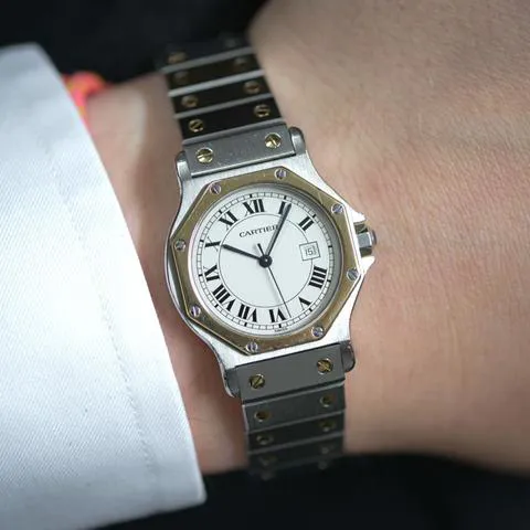 Cartier Santos 2966 30mm Yellow gold and stainless steel White
