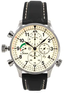 Sinn Instrument Chronographs 917.010-Leather-Cowhide-Blk-CSW Stainless steel Beige