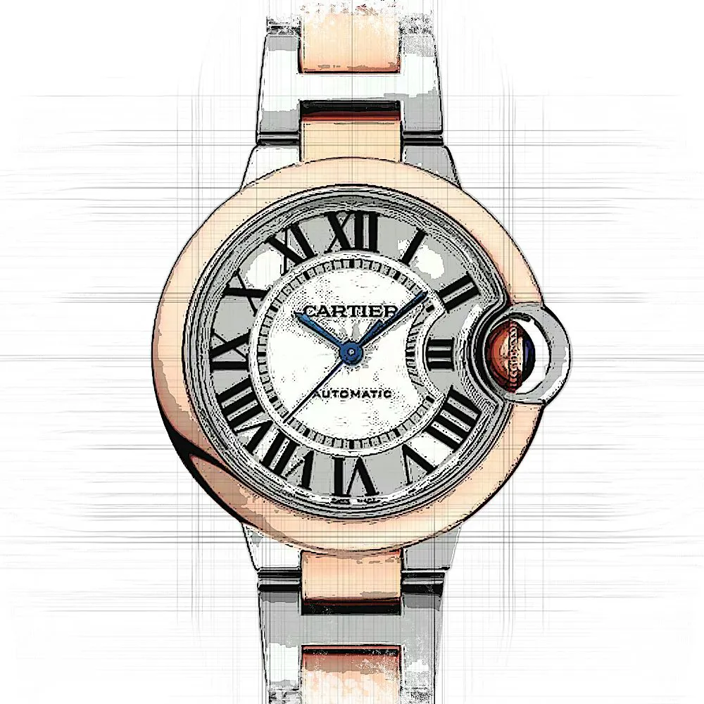 Cartier Ballon Bleu de Cartier w2bb0032 33mm Rose gold Silver