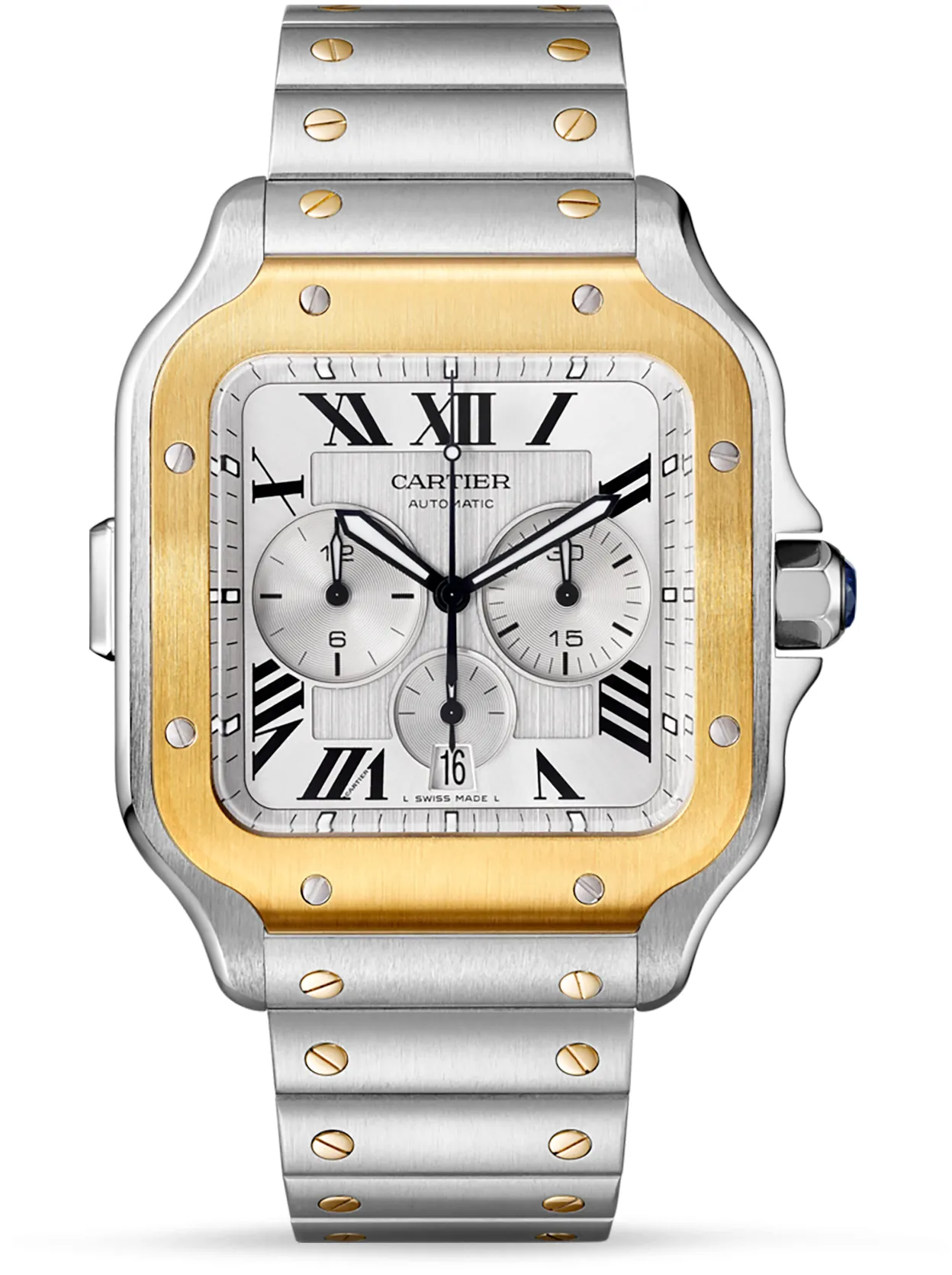 Cartier Santos W2SA0008 43.3mm Stainless steel and 18k yellow gold Silver