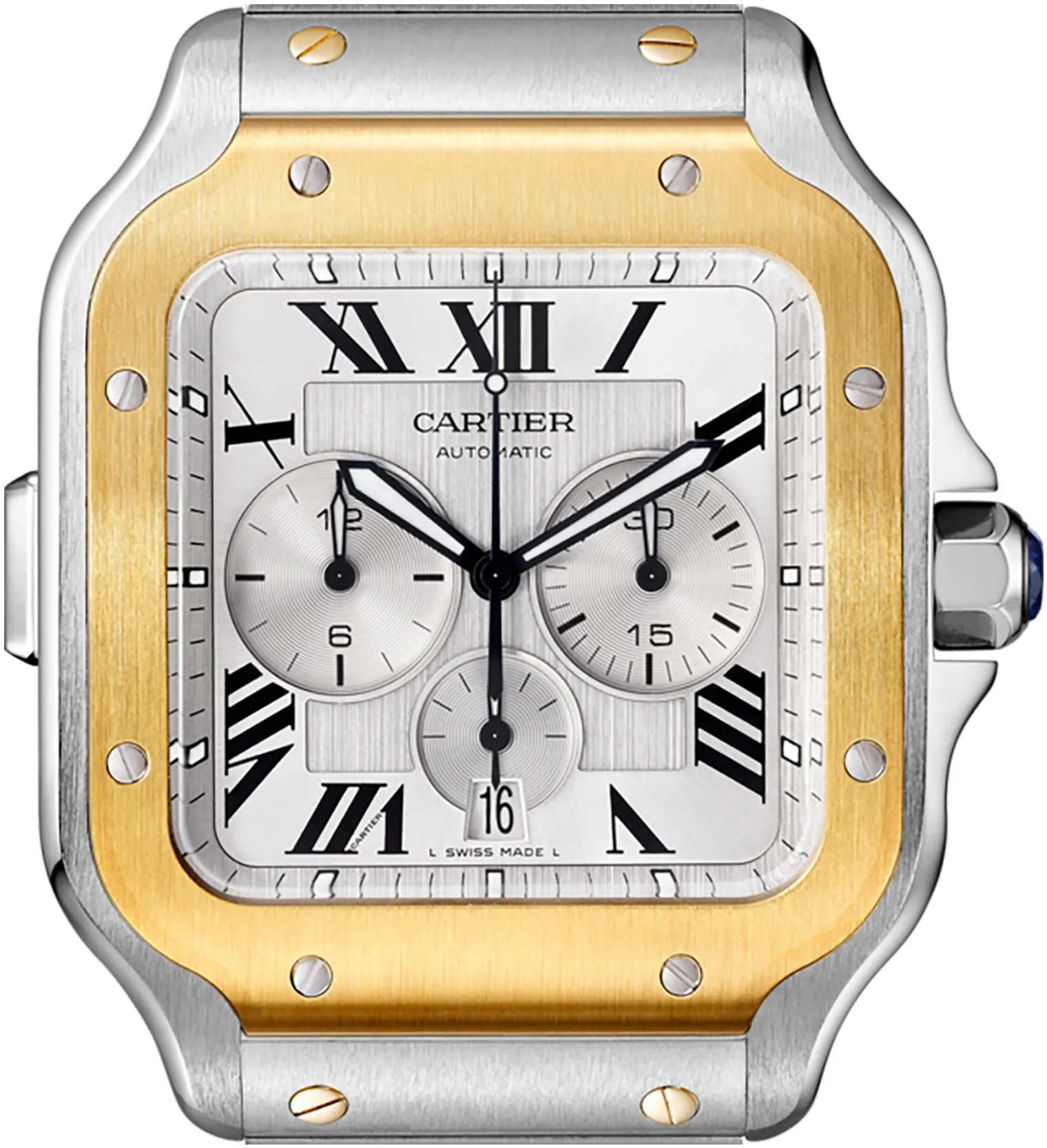 Cartier Santos W2SA0008 43.3mm Stainless steel and 18k yellow gold Silver 2