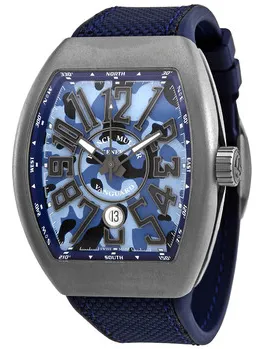 Franck Muller Vanguard V 45 SC DT CAMOU (TT.MC.BL) 44mm Stainless steel Blue