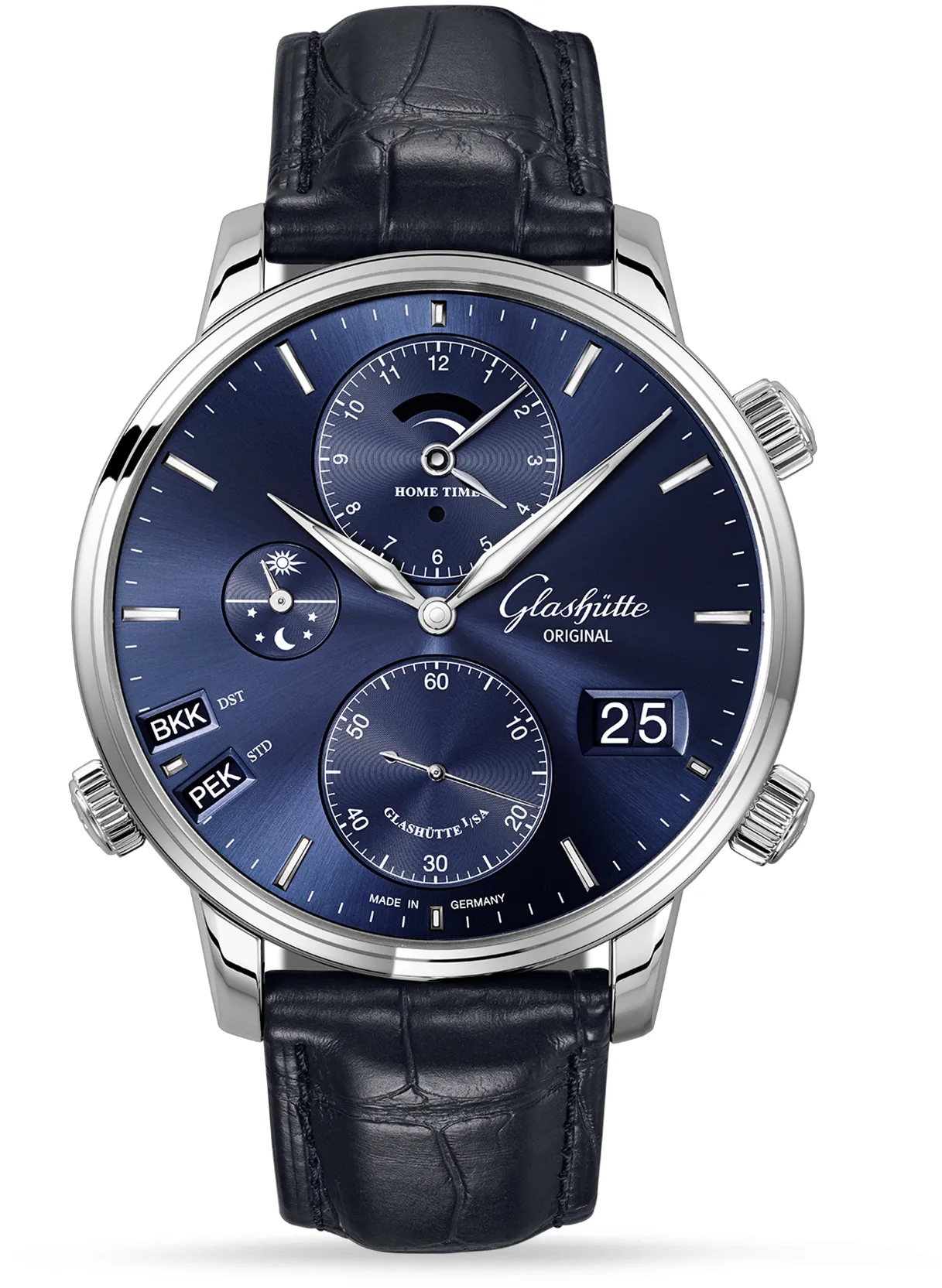 Glashütte Senator Cosmopolite 1-89-02-05-02-61 44mm Stainless steel Blue