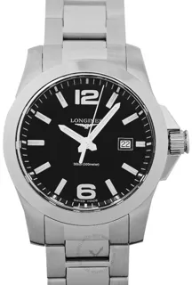 Longines Conquest L3.659.4.58.6 Stainless steel Black