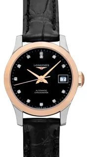 Longines Record L23205572 Rose gold and Stainless steel Black