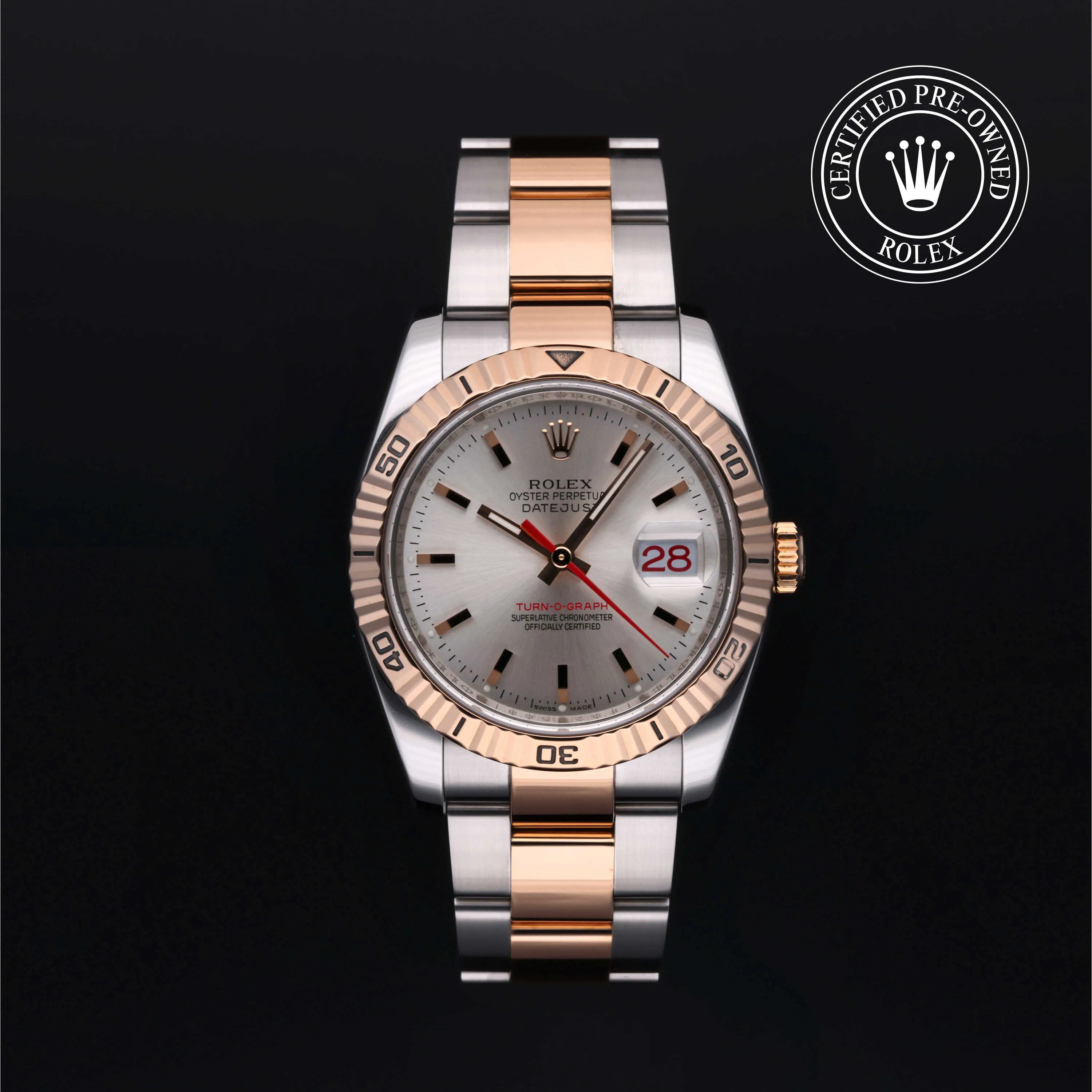 Rolex Datejust Turn-O-Graph 116261 36mm Oystersteel and Everose gold Silver