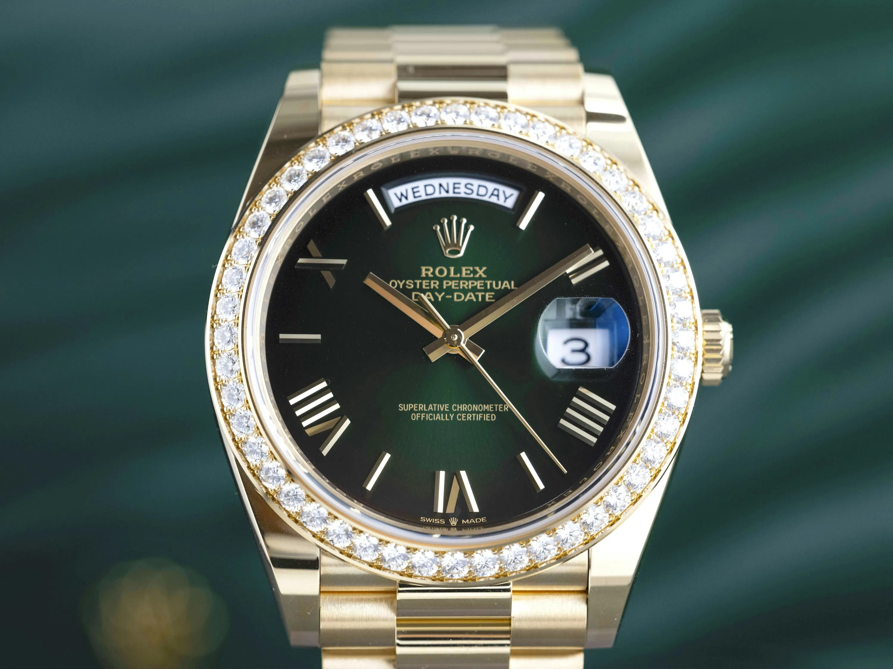 Rolex Day-Date 40 228348RBR 40mm Yellow gold and Diamond Green 1