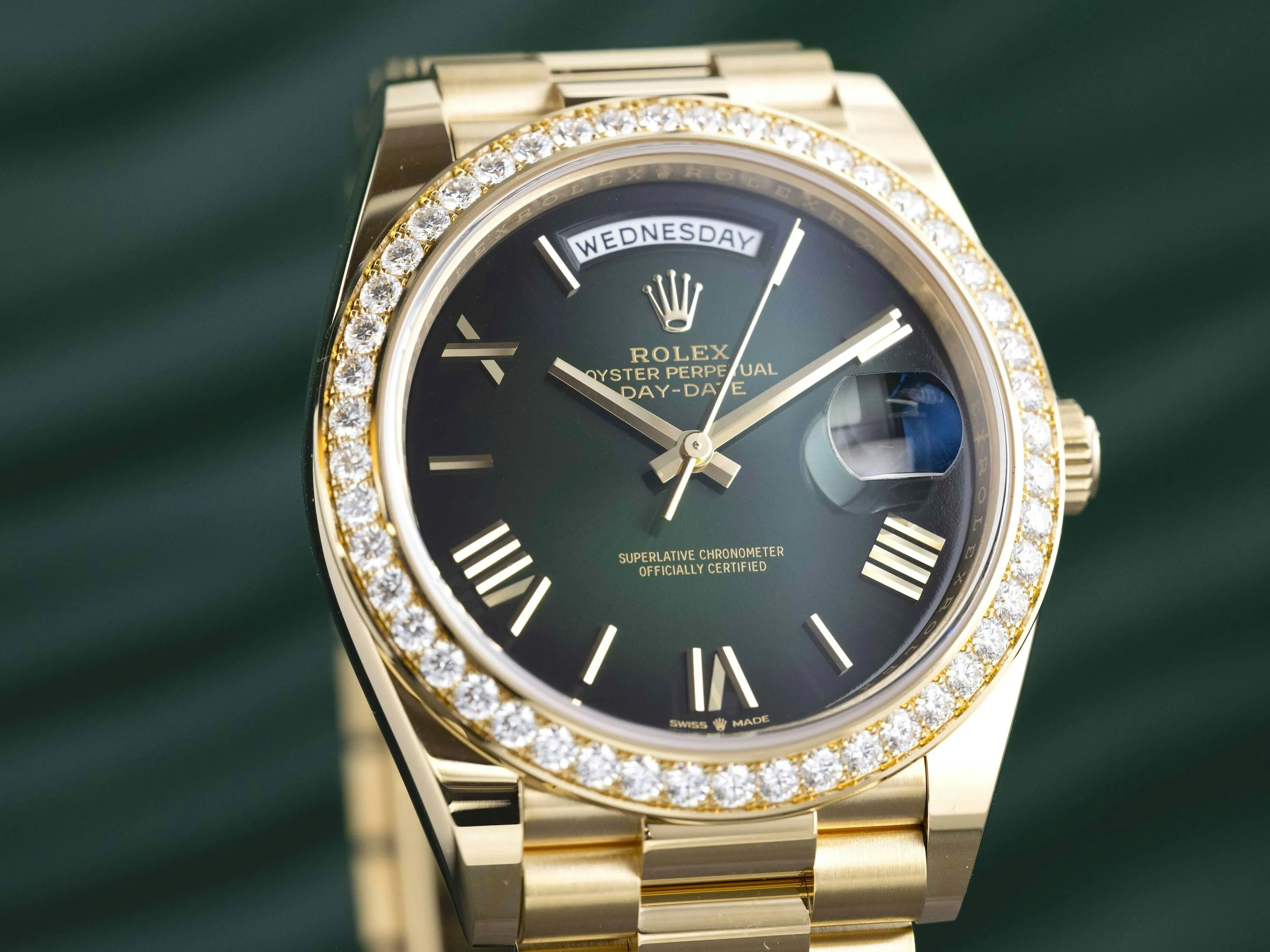 Rolex Day-Date 40 228348RBR 40mm Yellow gold and Diamond Green 2