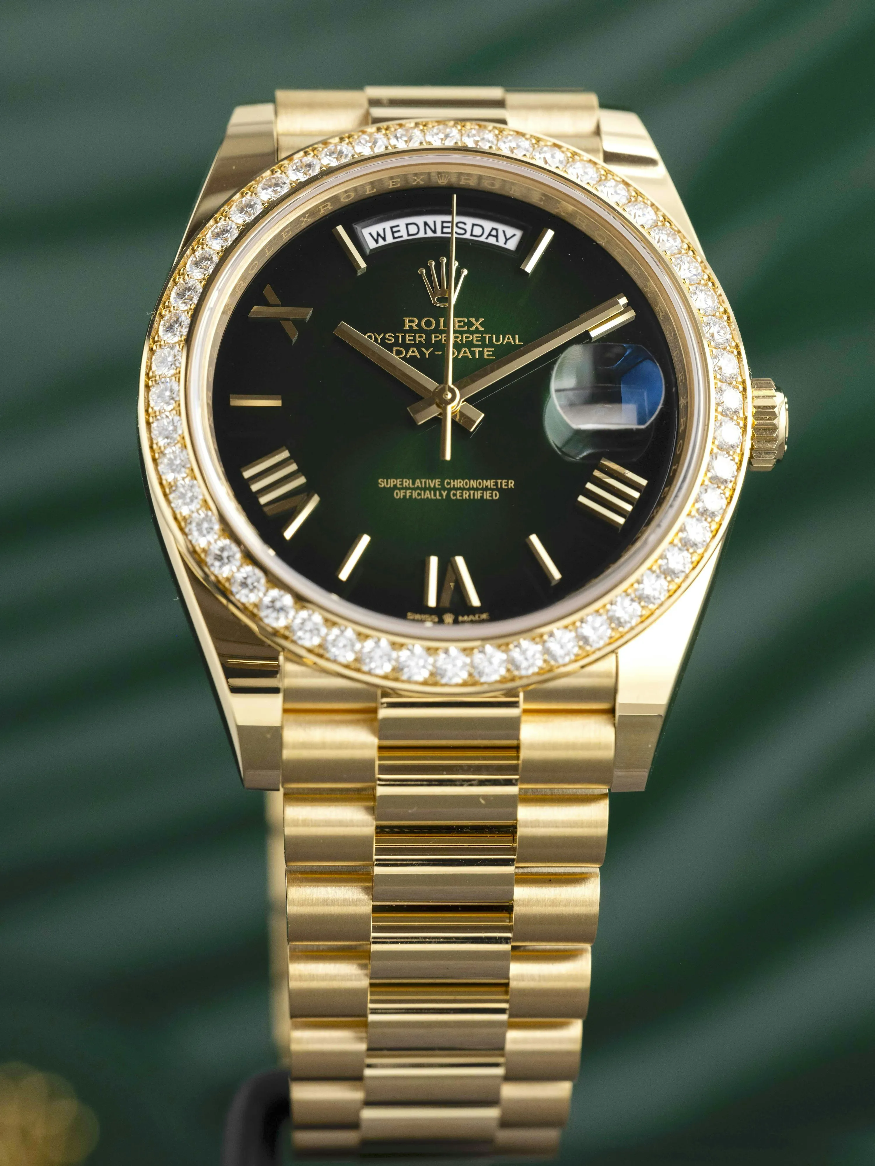 Rolex Day-Date 40 228348RBR 40mm Yellow gold and Diamond Green 6