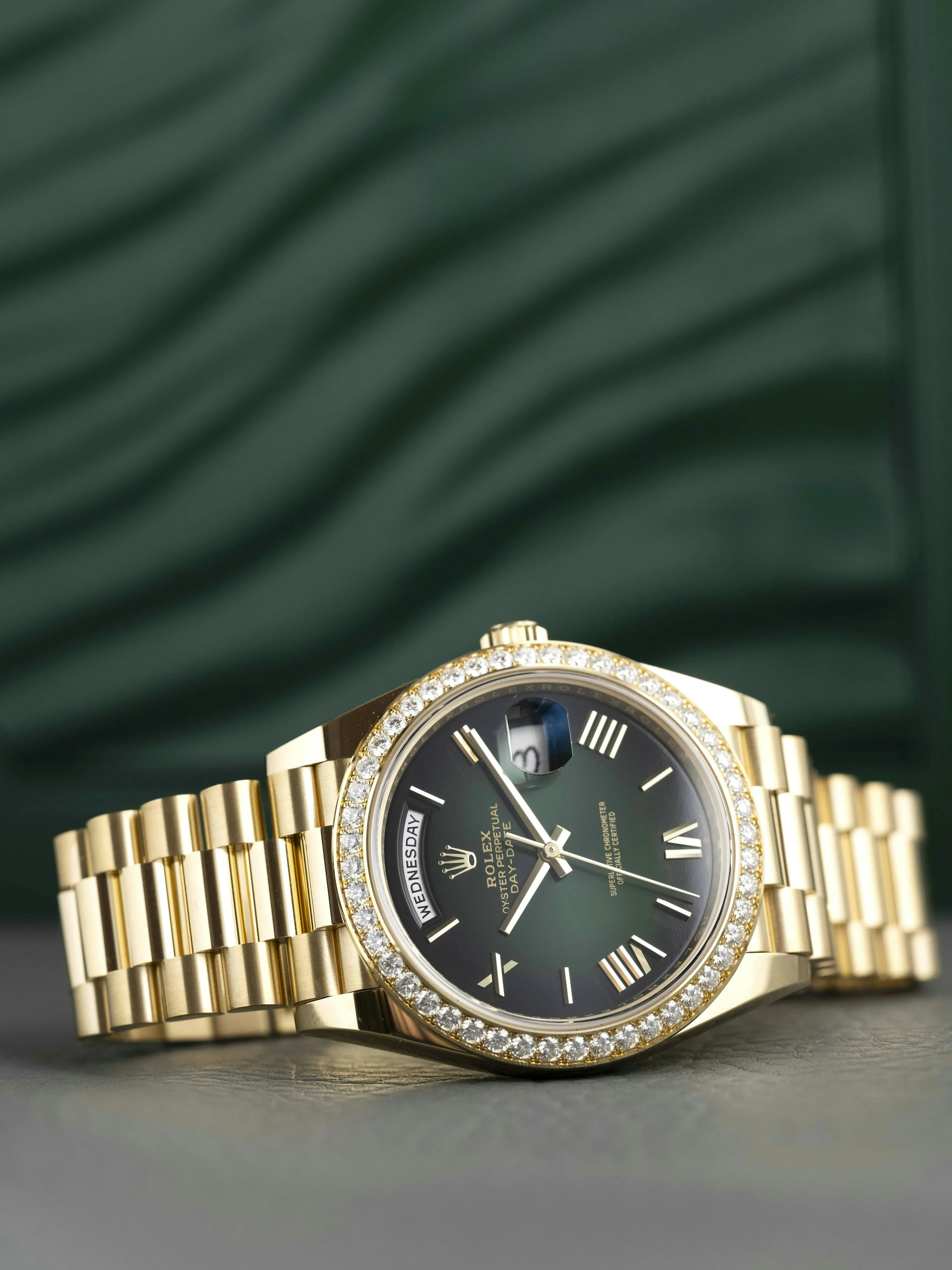 Rolex Day-Date 40 228348RBR 40mm Yellow gold and Diamond Green 7