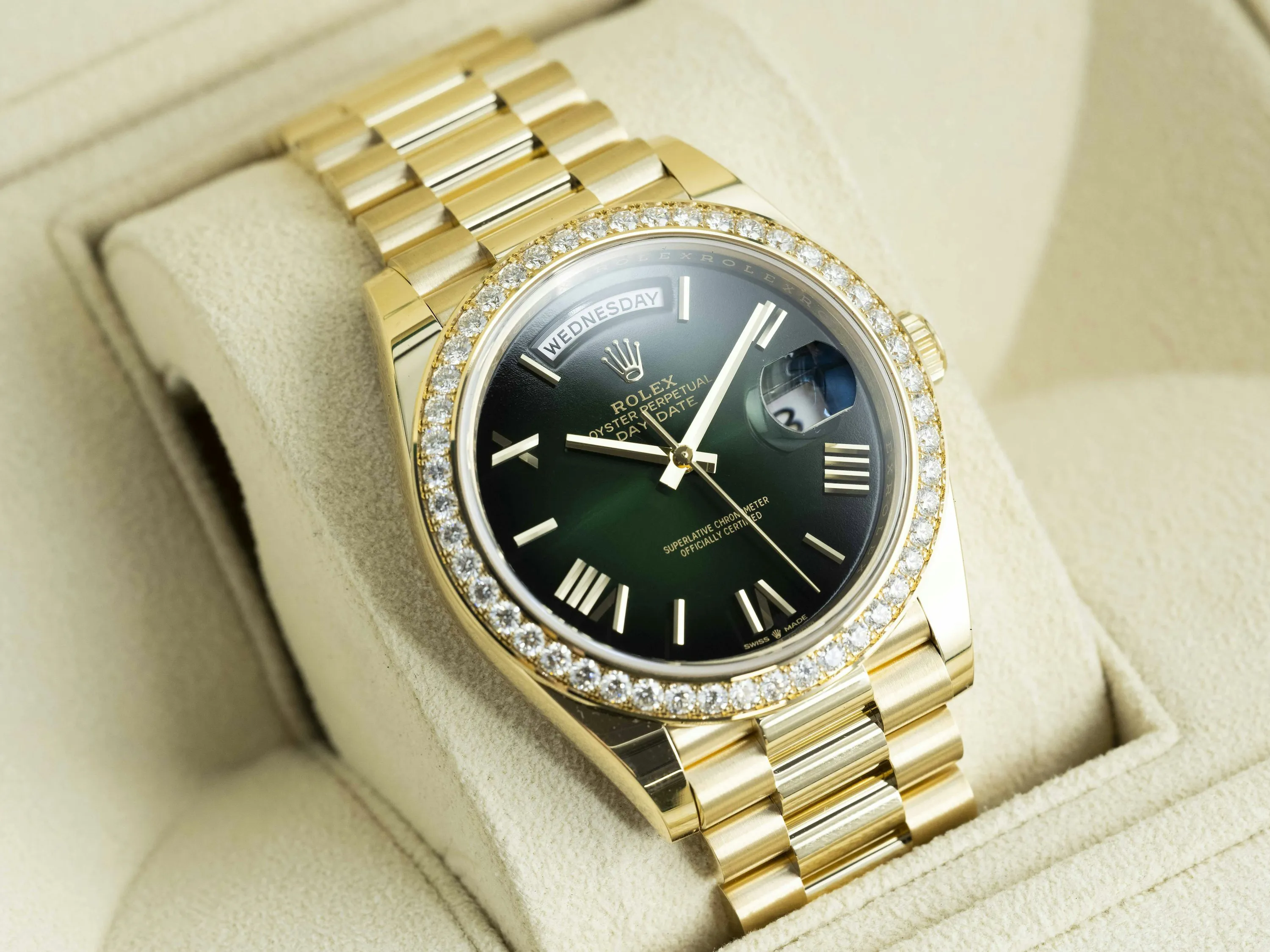 Rolex Day-Date 40 228348RBR 40mm Yellow gold and Diamond Green 19