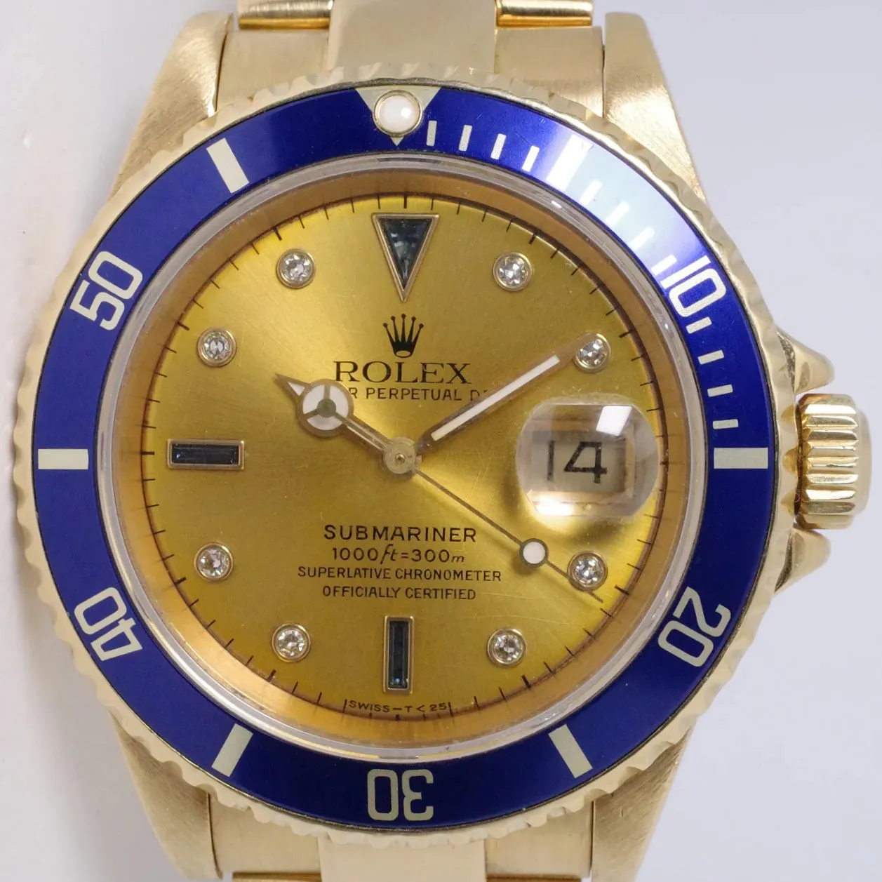 Rolex Submariner 16618 40mm Yellow gold Champagne