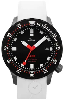 Sinn Diving Watches 1050.050-Silicone-White Stainless steel Black